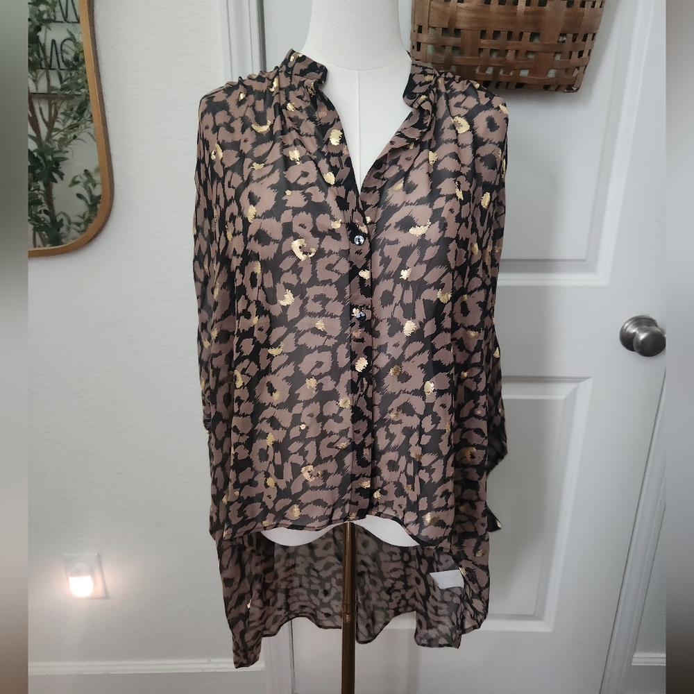 NWT EXPRESS Leopard Print Sheer Blouse